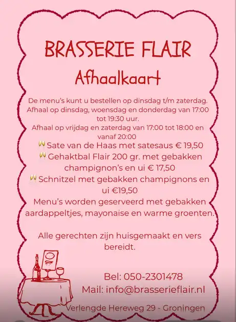 Nieuw Flair's afhaalmenu's! Brasserie Flair Groningen